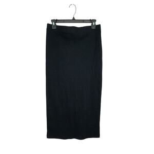 Bagatelle Collection Black Ribbed Midi Pencil Skirt Size Medium Elastic Waist.